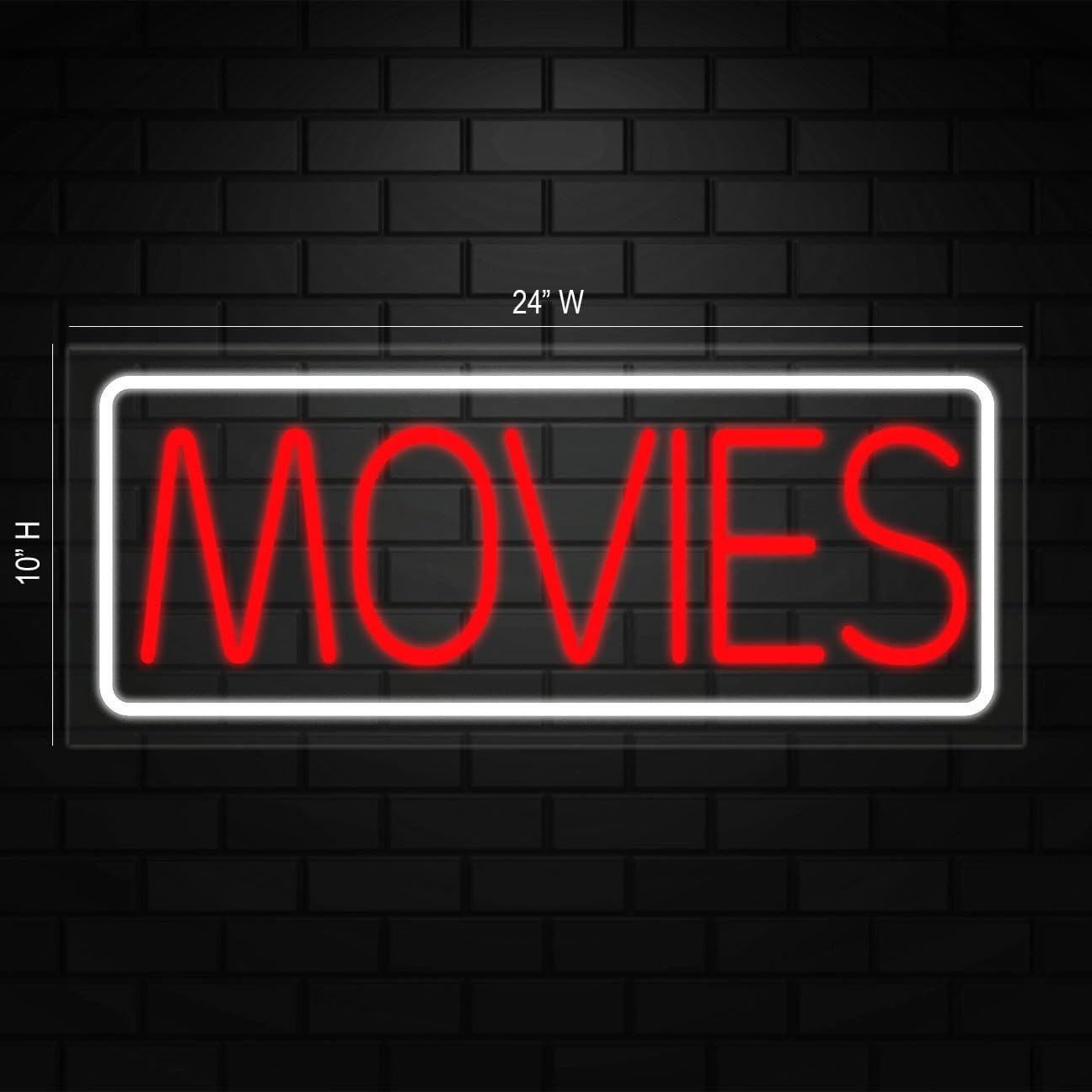 Movies Neon Sign for Retail Displays | LED Flex Neon | 24″W x 10″H x 1″D
