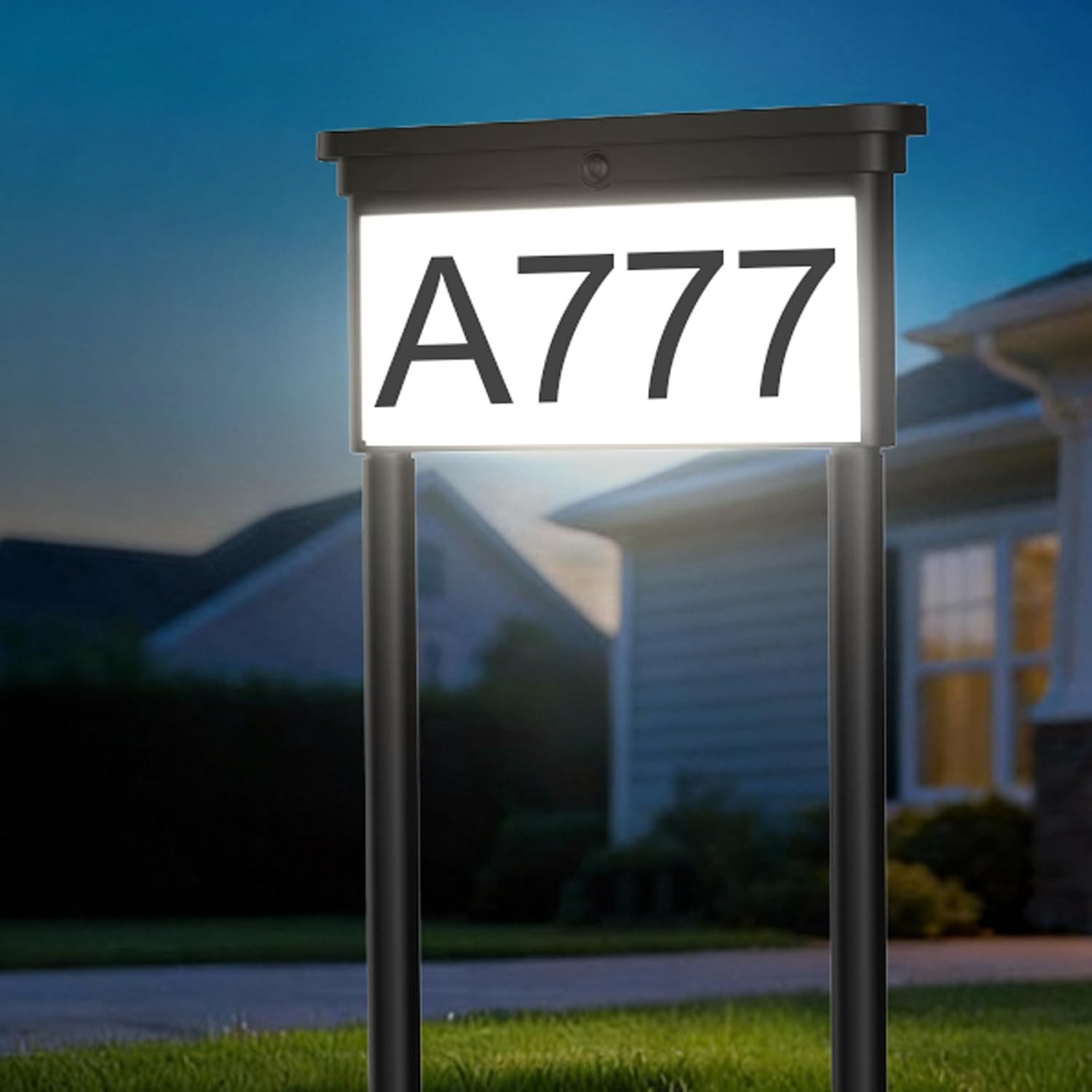 Solar Address Sign, Double-Sided 3-Color Lighting LED House Numbers Waterproof