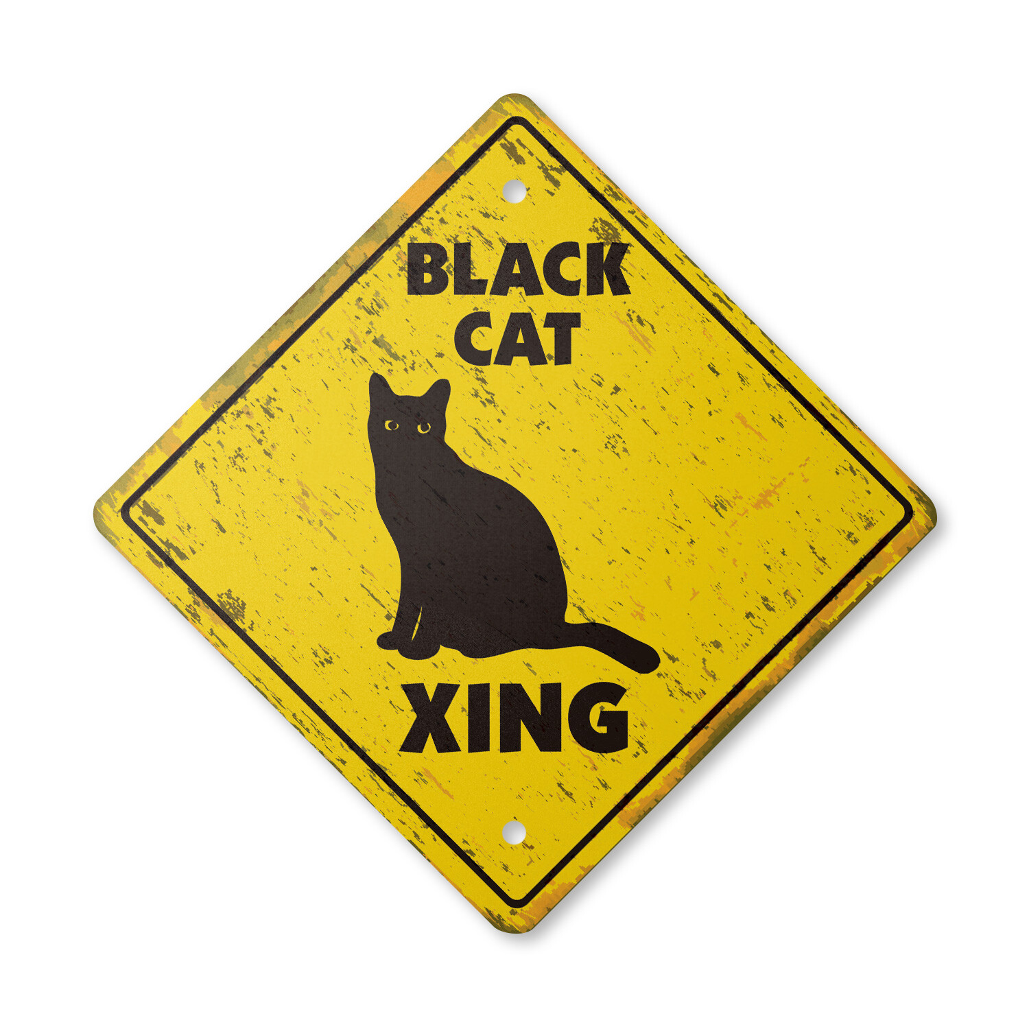 Black Cat Vintage Crossing Sign Xing Plastic Rustic kitty cats kittens witch hal