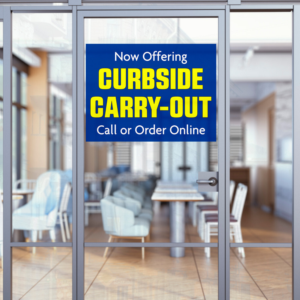 Curbside Carry-Out (32″ x 24″) Perforated Removable Window Decal