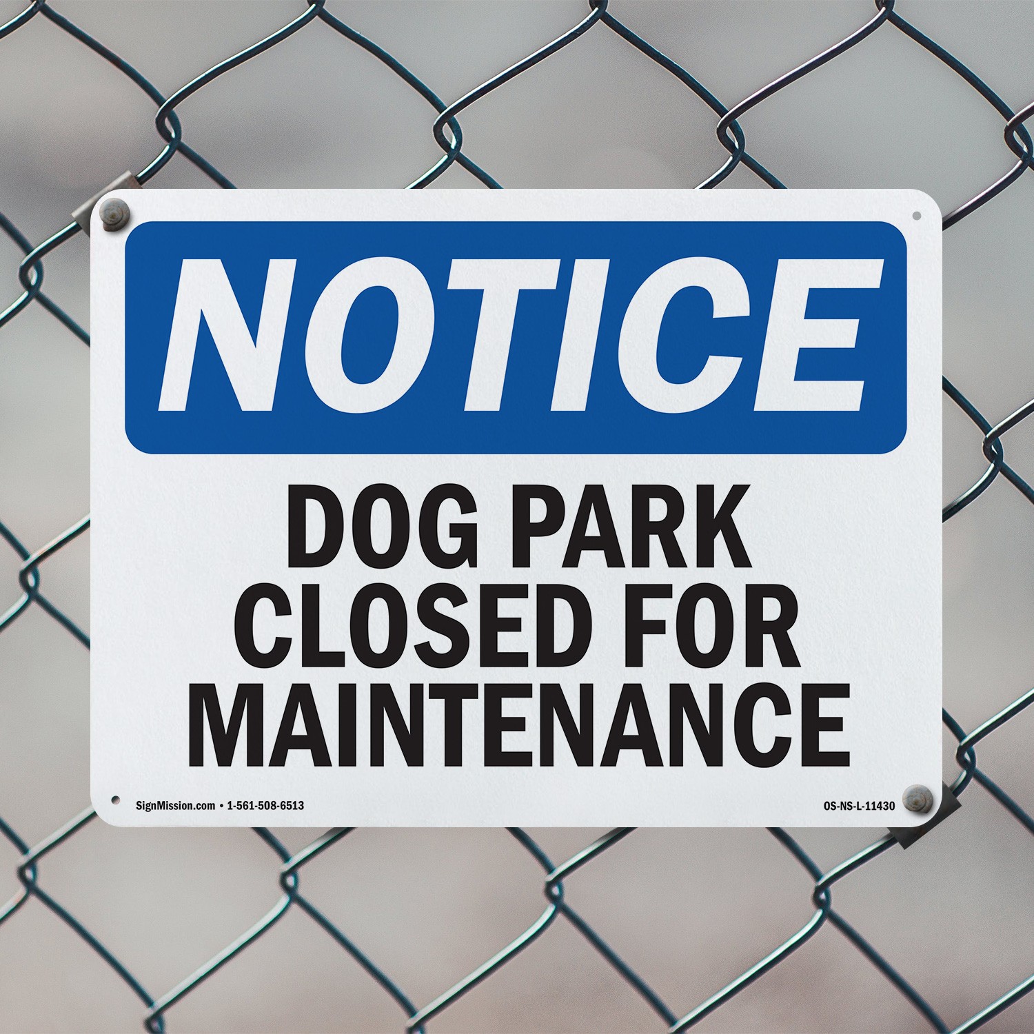 Dog Park Closed For Maintenance OSHA Notice Sign Metal,, Decal 5 or 10 Pack