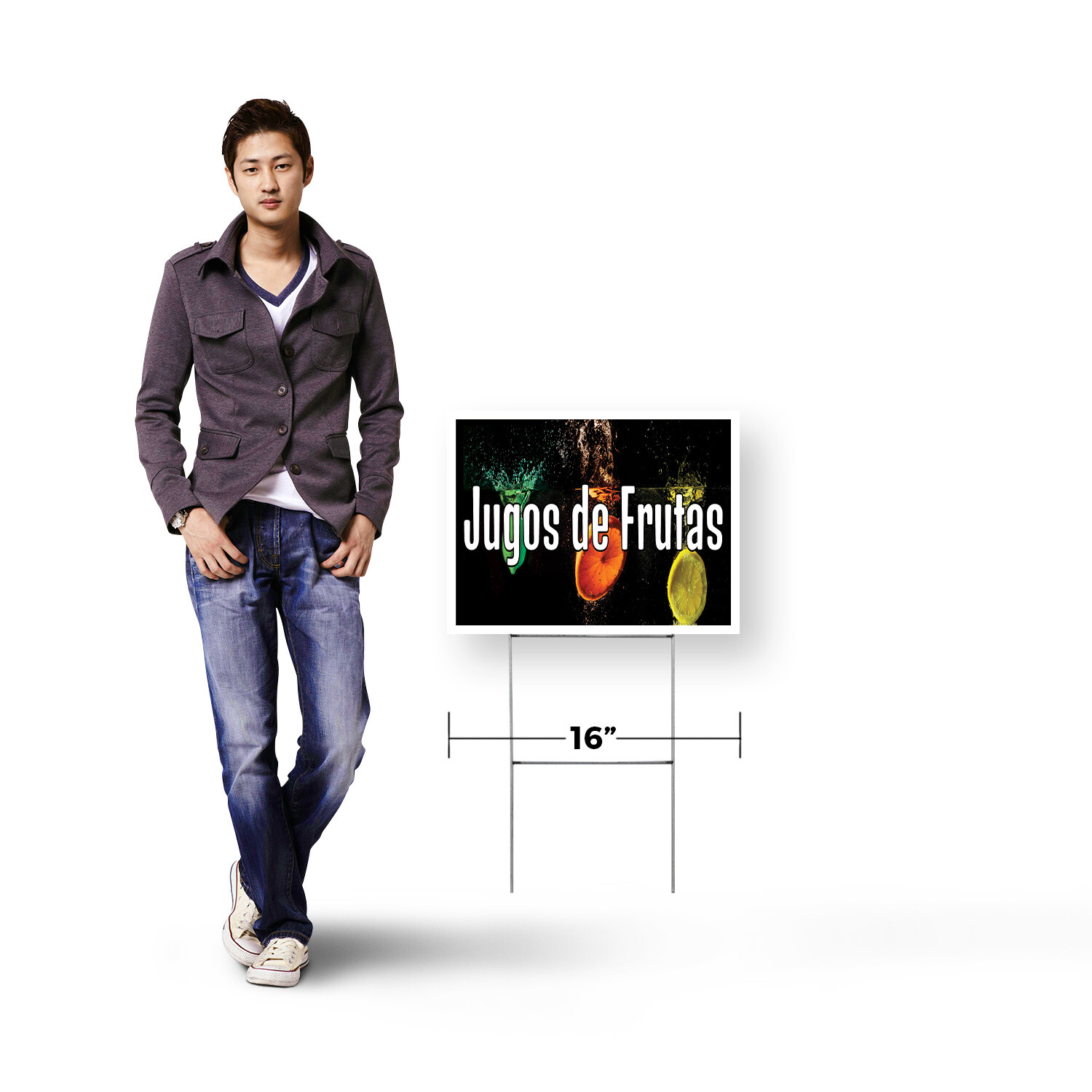 Jugos de Frutas Yard Sign Spanish Juice Sign, Fresh Drinks, Food Promotions