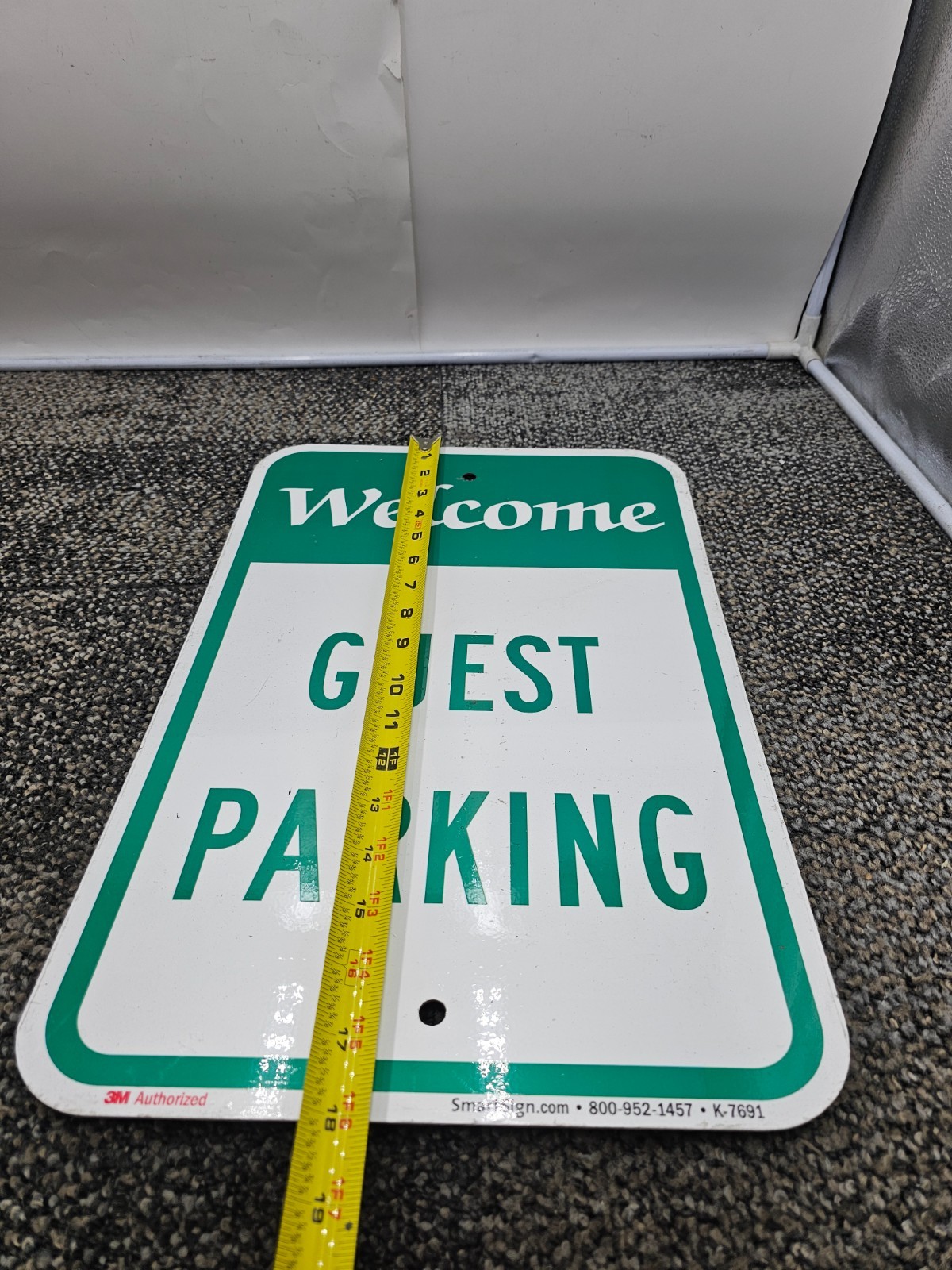 (QTY 3) Welcome Guest Parking Sign 18 x 12 inch 63 mil Aluminum Green & White