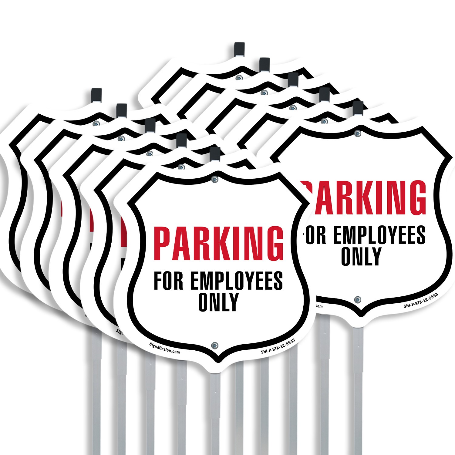 Parking For Employees Only Shield Shaped Sign With Stake Made in the USA