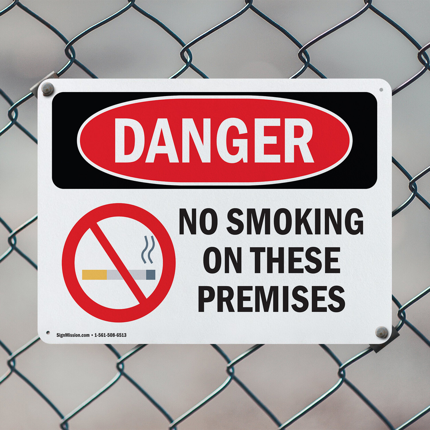 (2 Pack) No Smoking On These Premises OSHA Danger Sign Decal Metal Plastic
