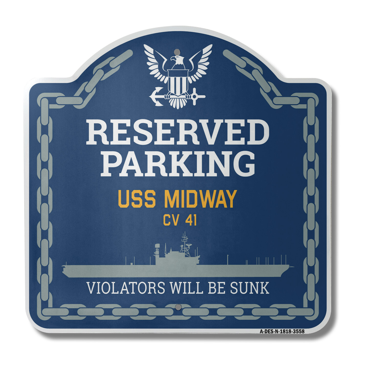 USS MIDWAY CV 41 | 18″ X 18″ Heavy-Gauge Aluminum Designer Navy Ship Sign
