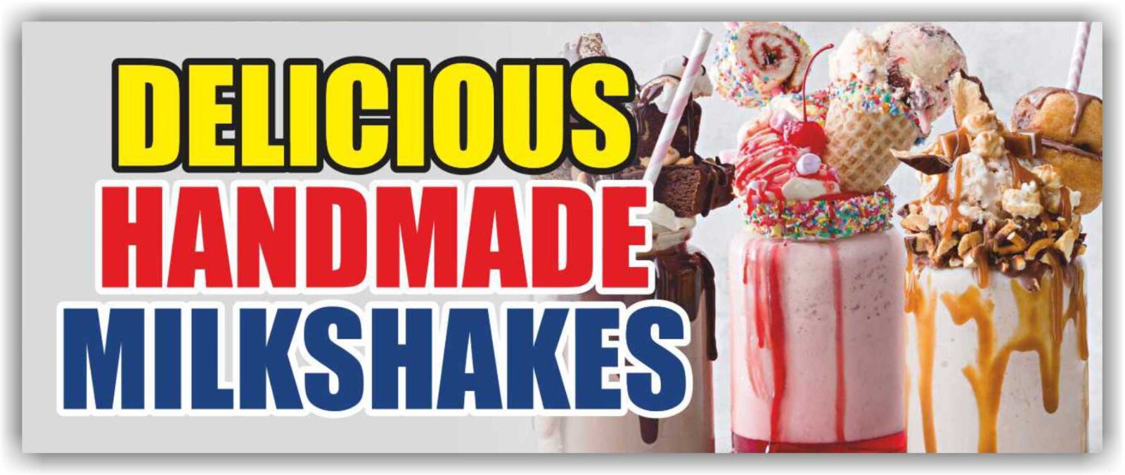 DELICIOUS HANDMADE MILKSHAKES Advertising Banner Vinyl Sign Ice CUPCAKES Cakes