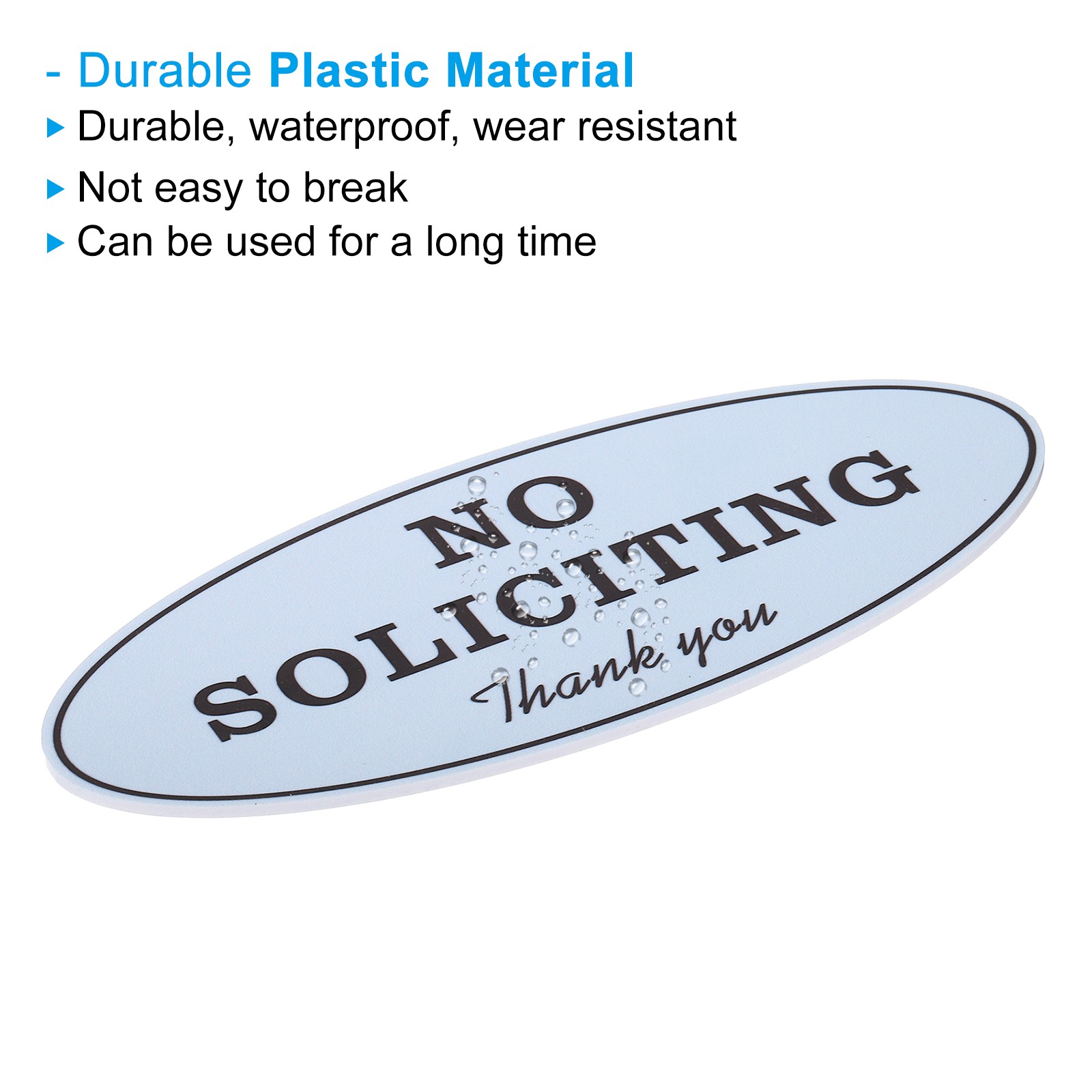 7×2.8 Inch Self-Adhesive No Soliciting Sign, Light Grey, 2 Pcs