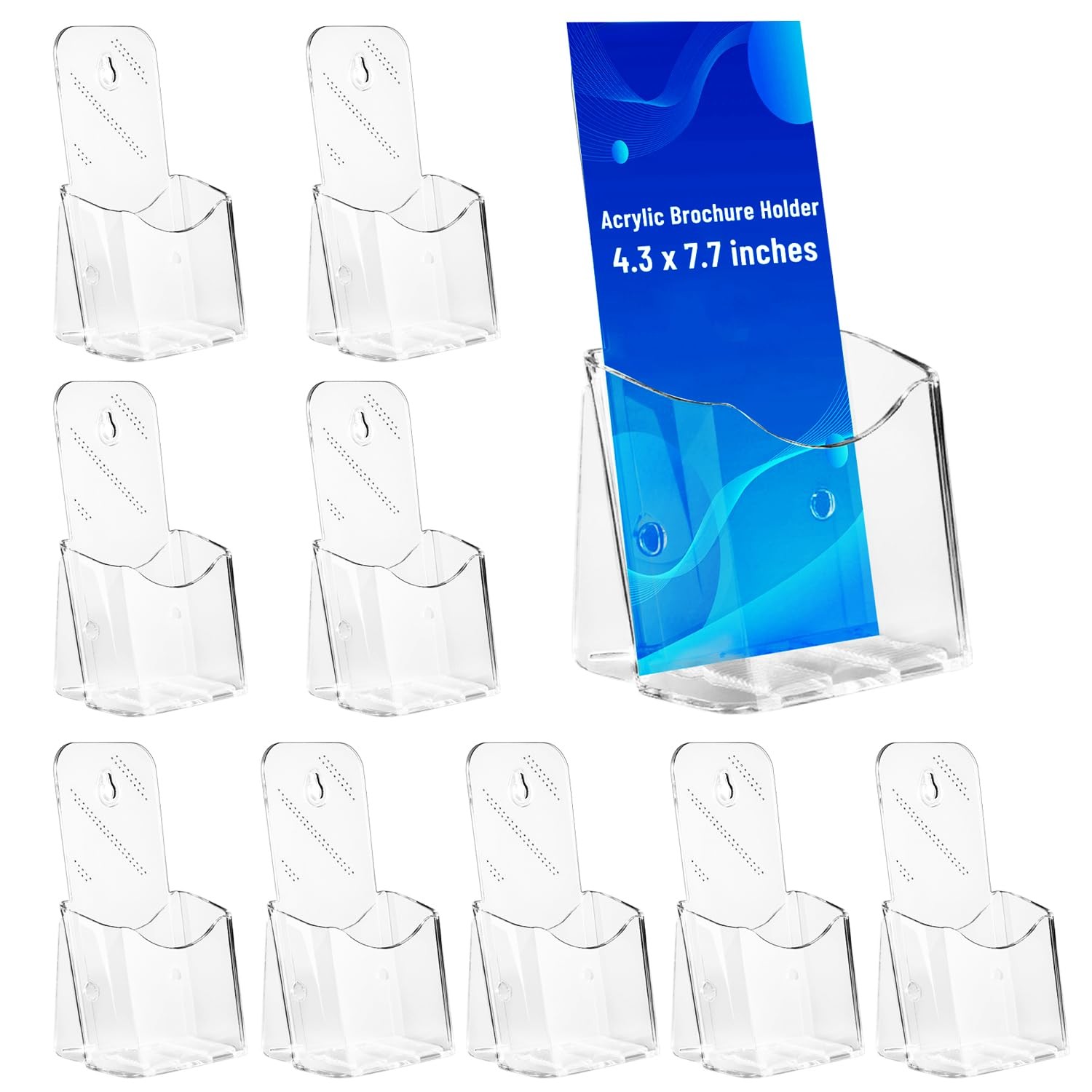 Liyeeeuo Brochure Display Stand,10 Pcs 4×9 Inches Acrylic Transparent