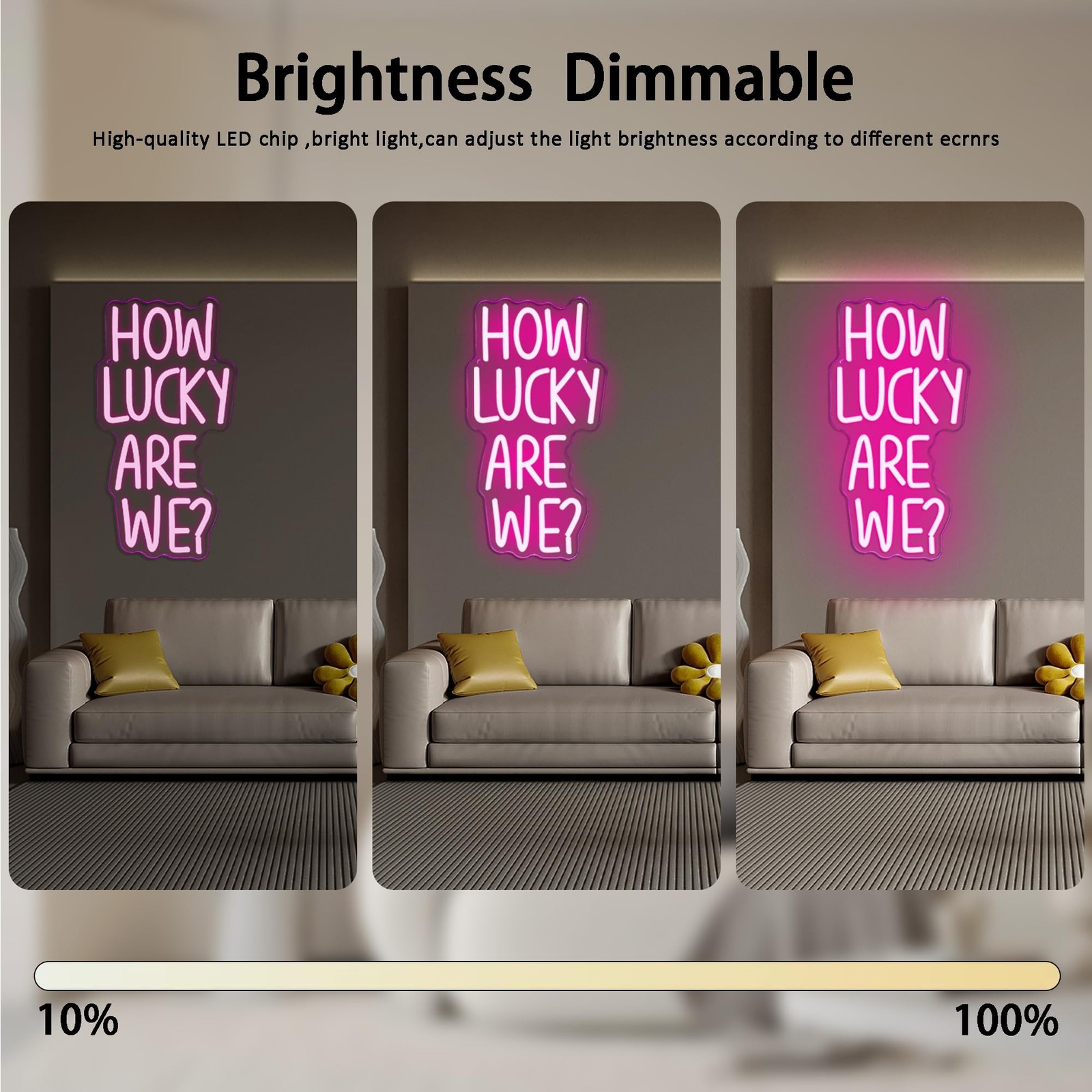 How Lucky Are We Neon Sign, Romantic Quote Pink Anniversary Quote Neon Sign L…