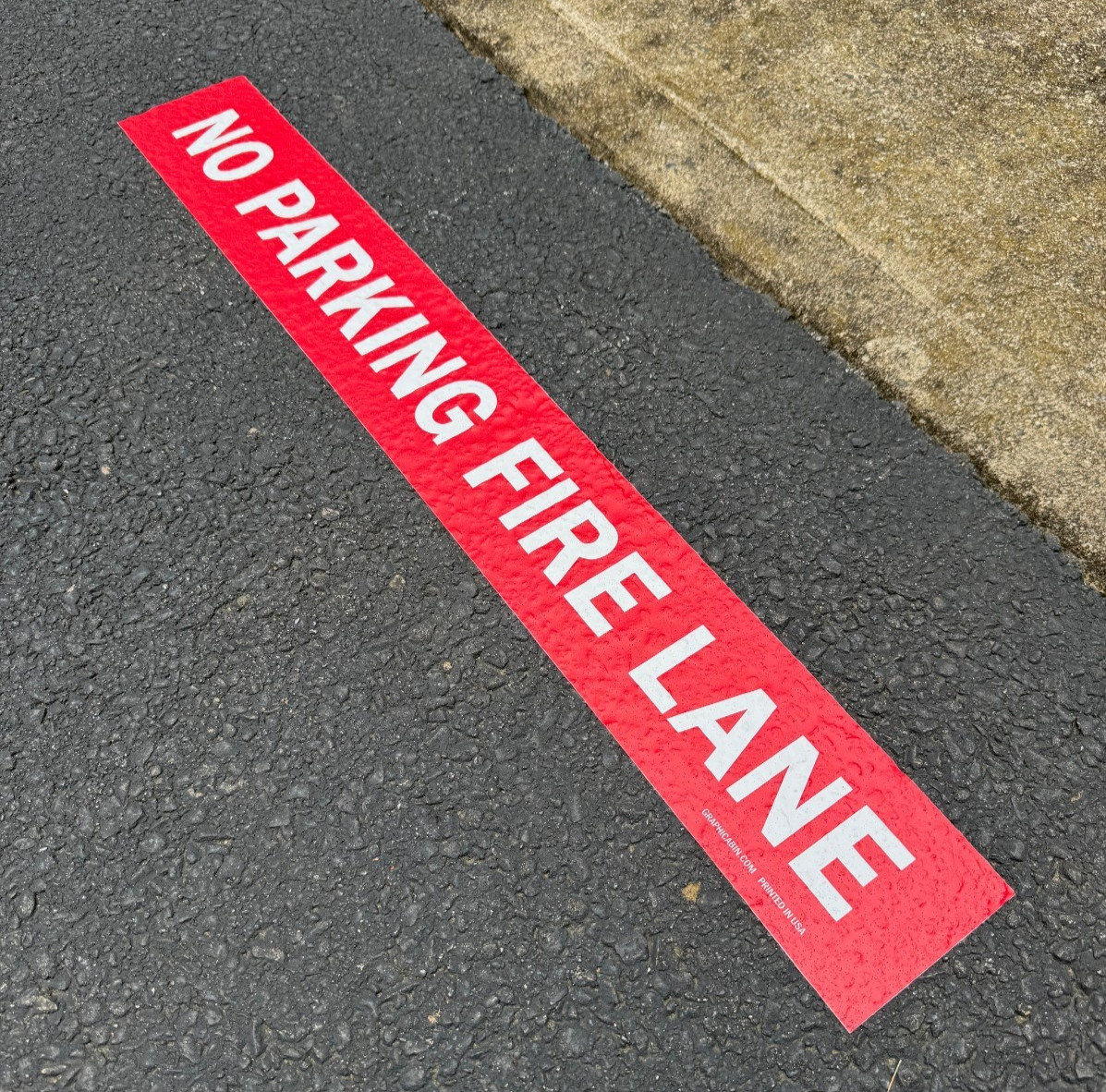 No Parking Fire Lane Curb Decal FloorMetAL™ for Concrete & Asphalt