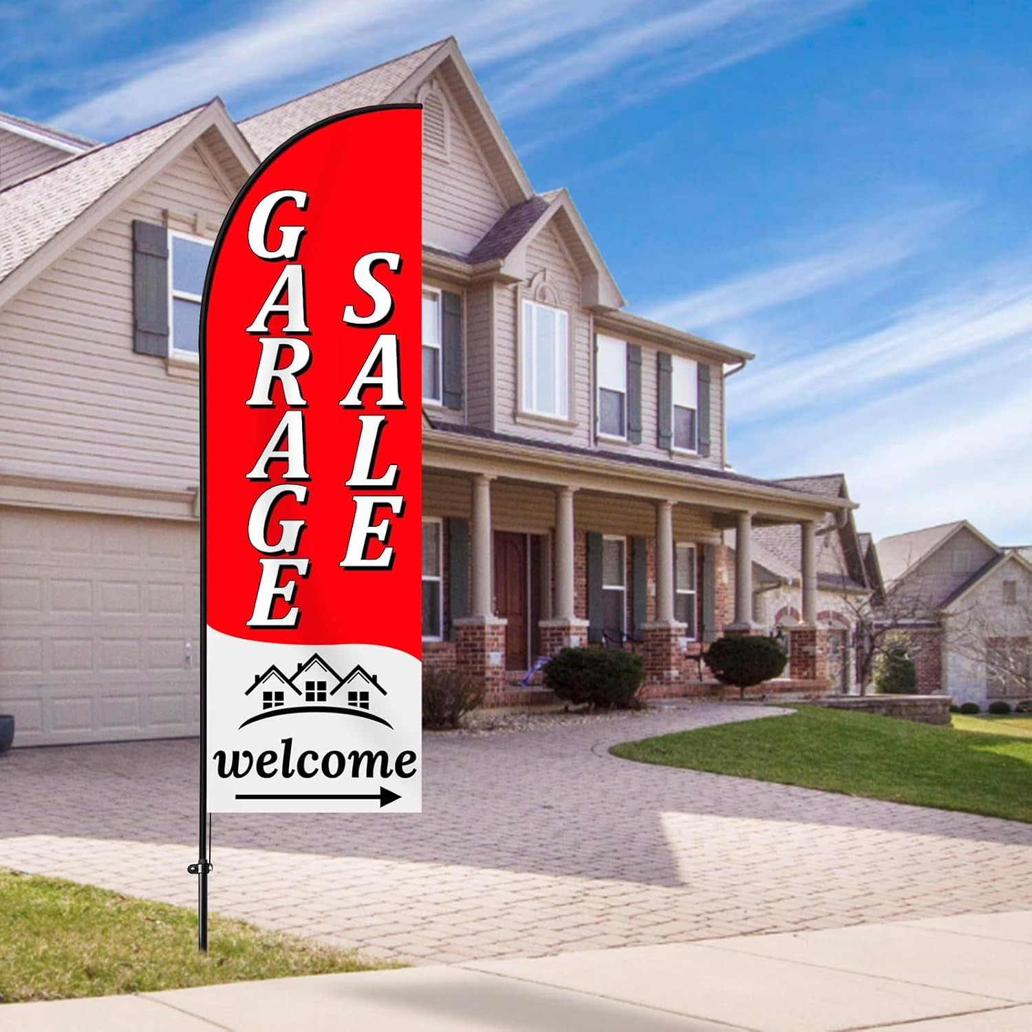 Garage Sale Sign,Feather Advertising Flag & Pole Kit,Yard Garage Sale Banner Fla
