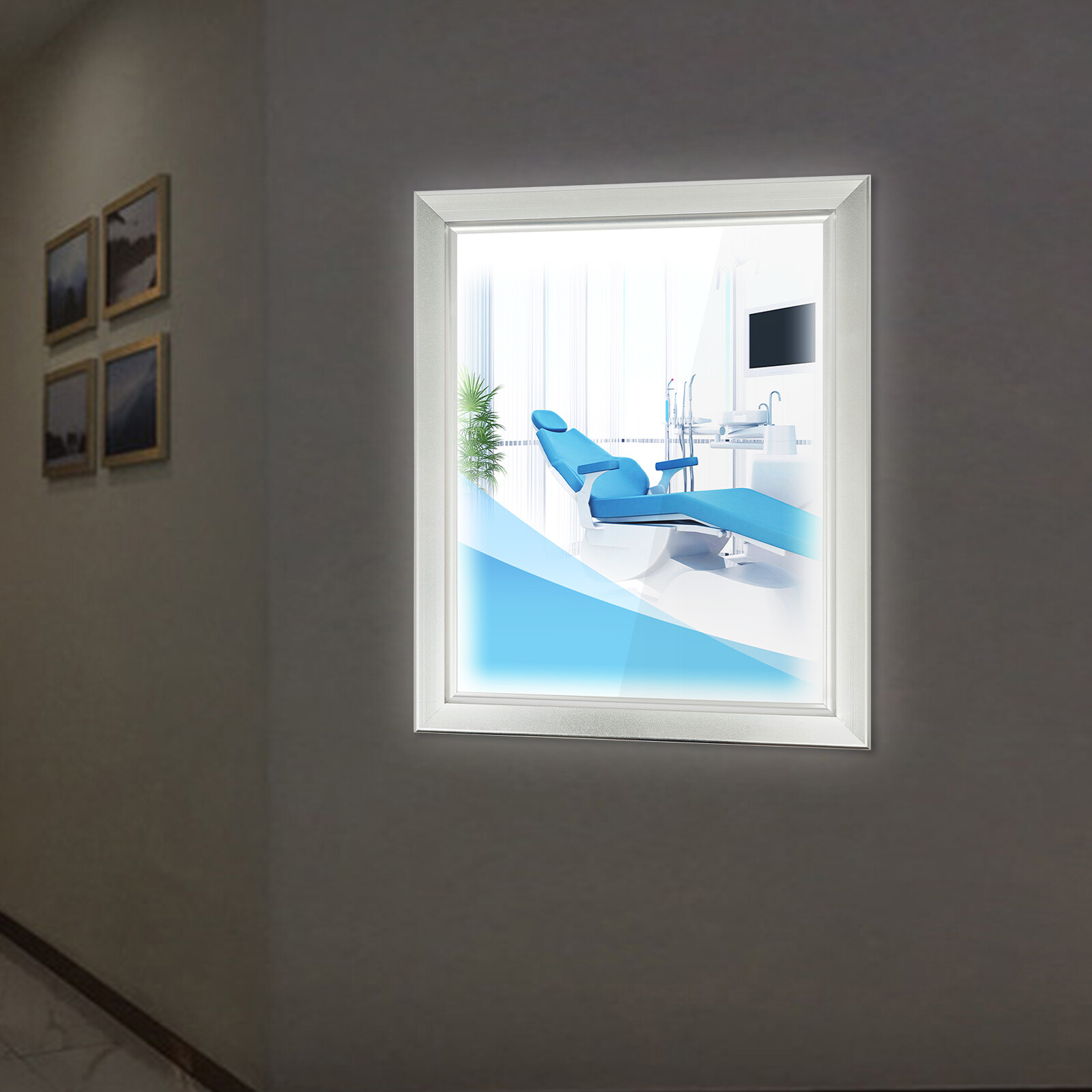 LED Poster Frame Wall Mount 18W Corded Advertising Sign Holder Aluminum Acrylic