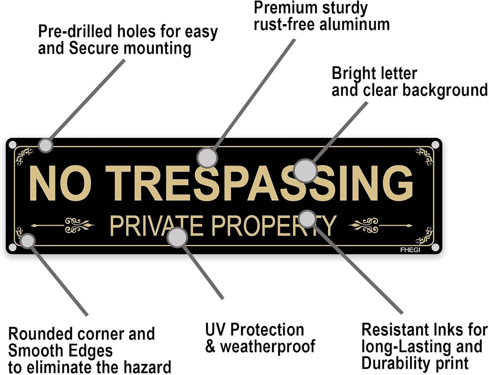 Private Property No Trespassing Signs 12×3 Aluminum Weatherproof Outdoor Metal