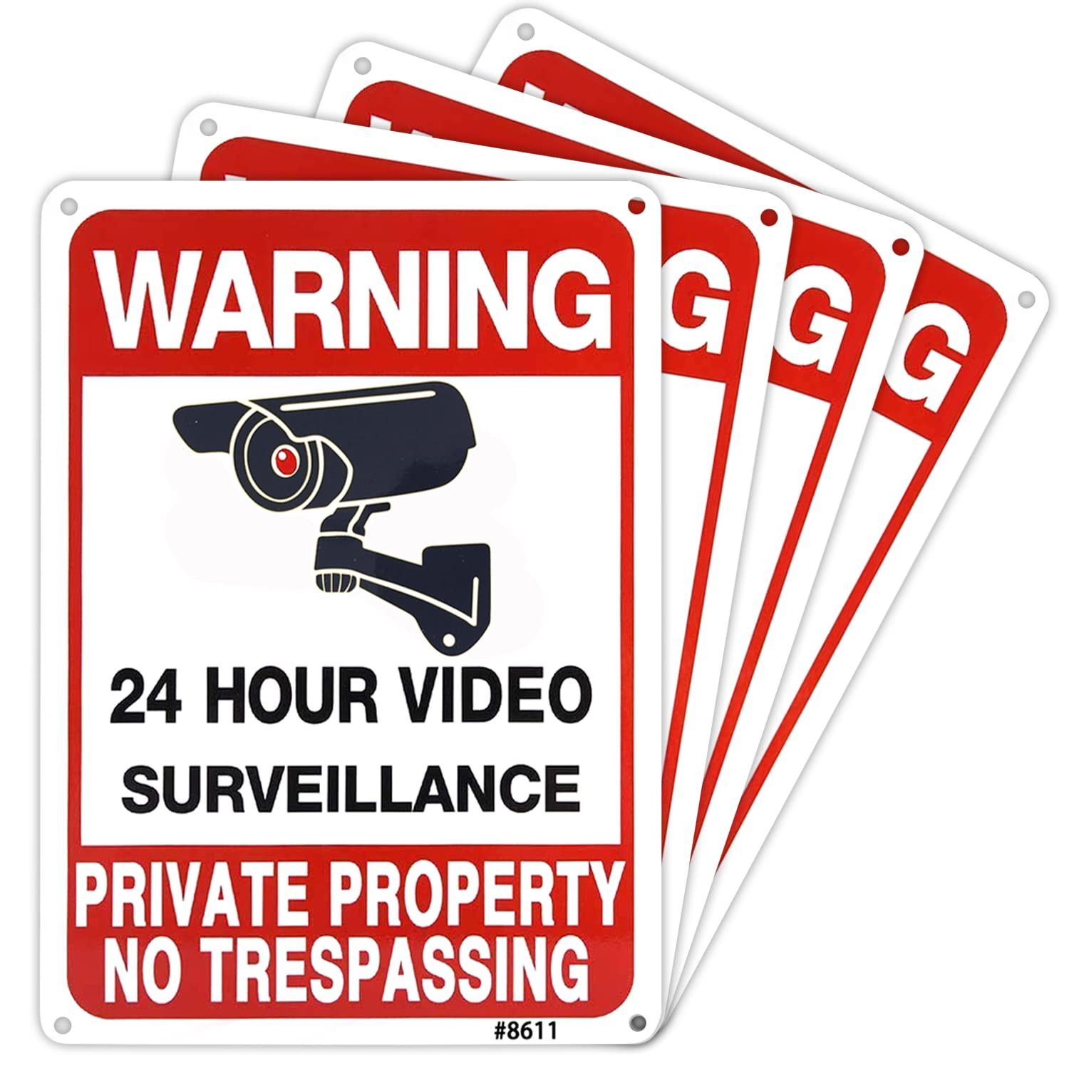 4-Pack No Trespassing Signs Private Property, 10X7 Inch Heavy Duty Rust-Free