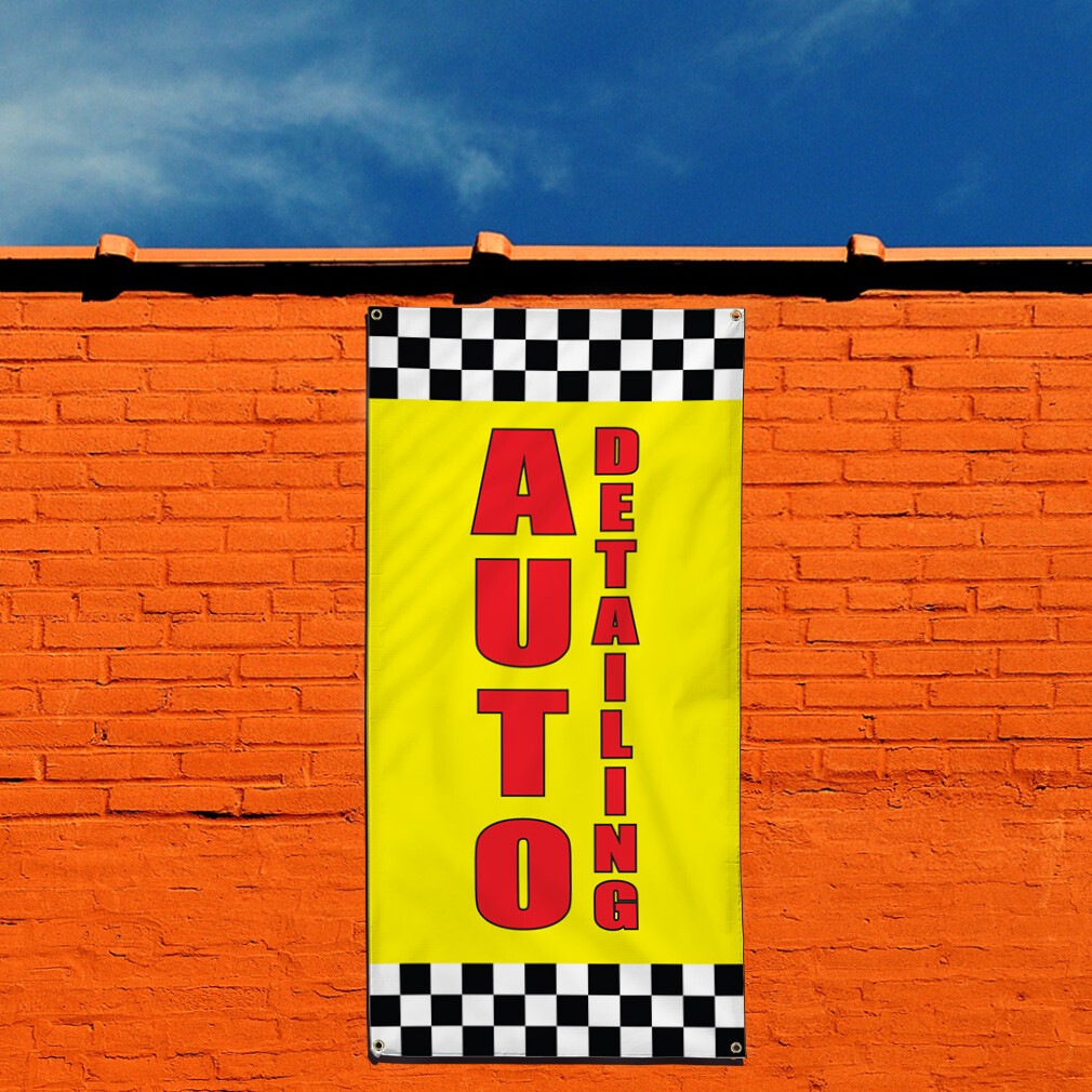 Vertical Vinyl Banner Multiple Sizes Auto Detailing Car Body Shop Repair Outdoor