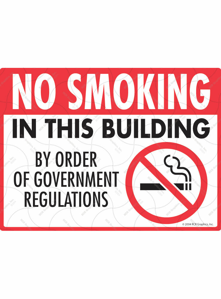 No Smoking in This Building Indoor/Outdoor Exterior Aluminum Sign – 12 x 9