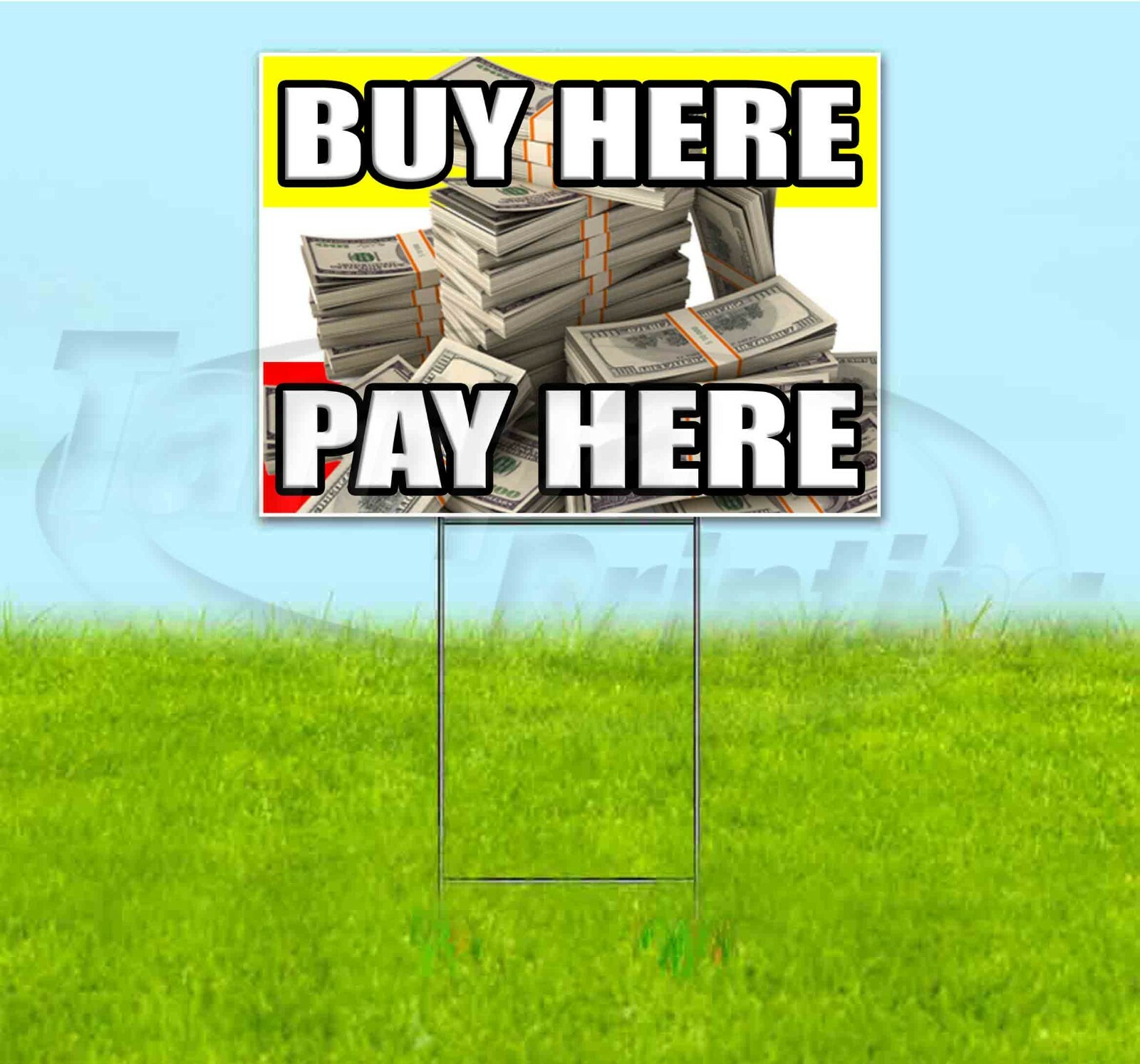 BUY HERE PAY HERE 18×24 Yard Sign WITH STAKE Corrugated Bandit USA DEALERSHIP