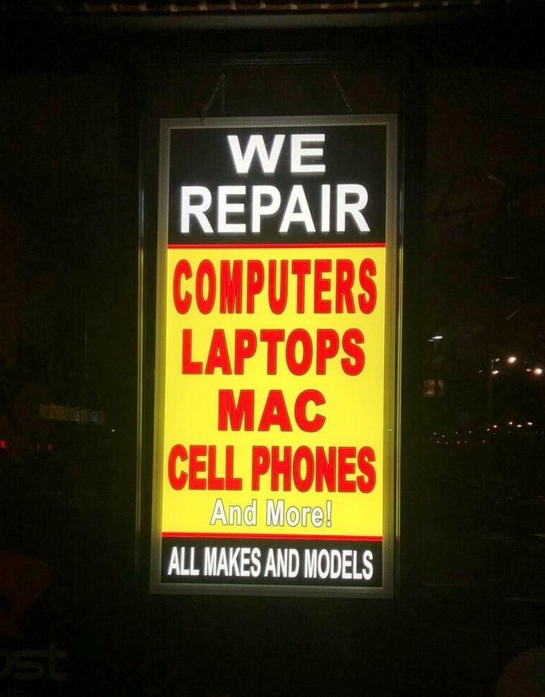 Computers laptops Mac Cell phones Repair LED panel lightbox window Sign 48x 24