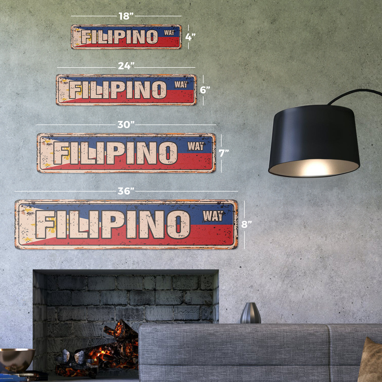 FILIPINO FLAG Vintage Street Sign philippines national nation pride country