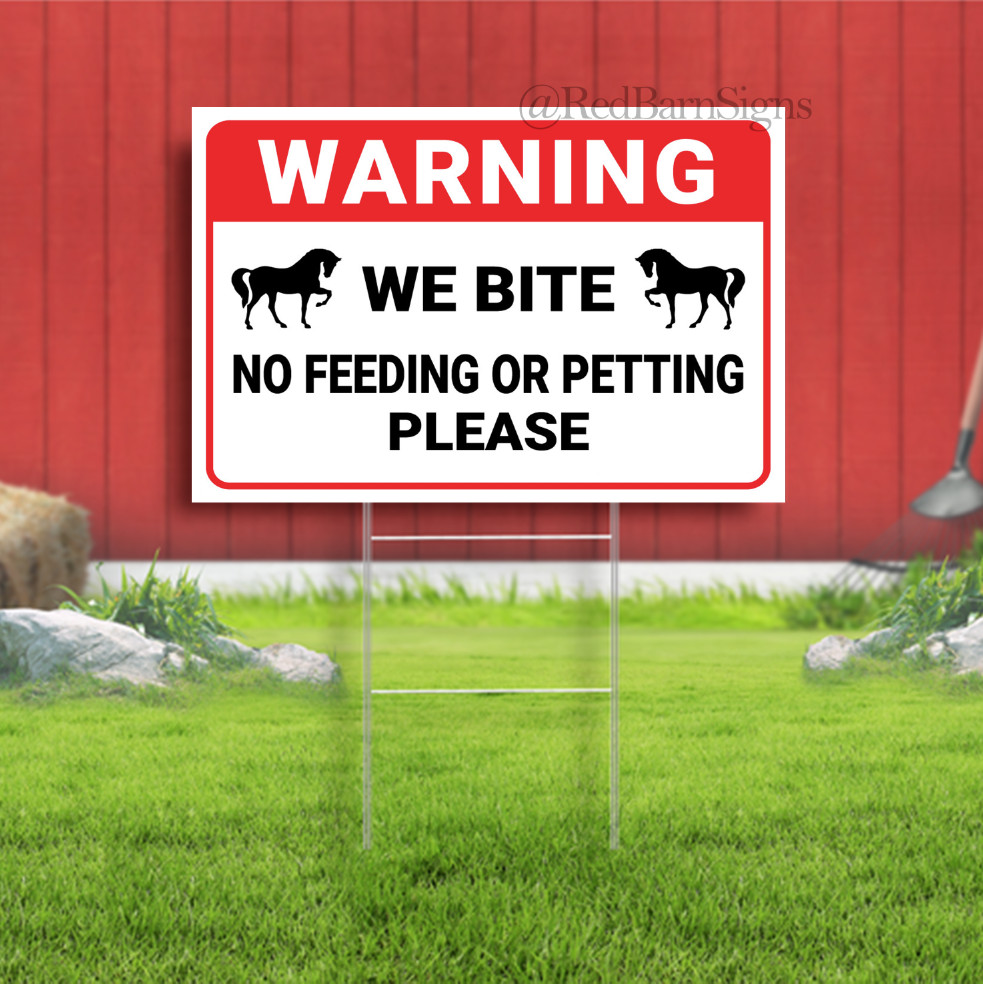 No Feeding Or Petting Horse Indoor Outdoor Yard Sign with metal stakes