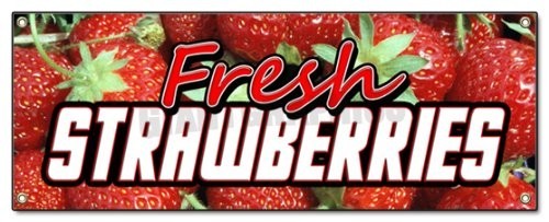 72″ Fresh Strawberries Banner Sign Fruit Stand Cart Signs
