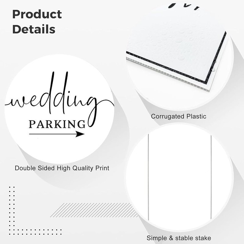 Double-Sided Wedding Parking Signs Metal Stakes Directional Arrow Signs Guests
