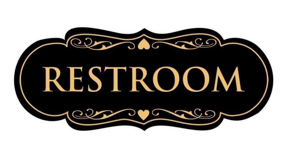 Designer Restroom Wall or Door Sign – Bathroom Signage | Durable Plastic and