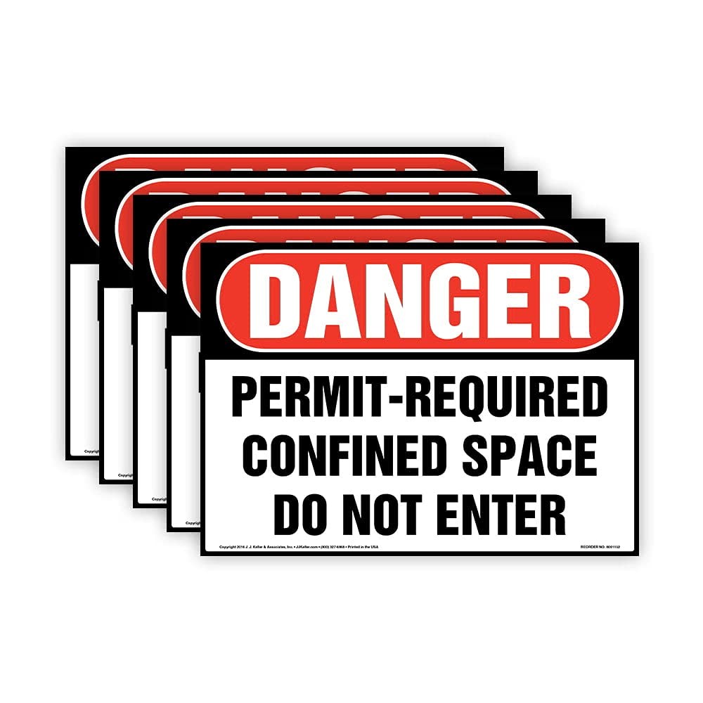 J. J. Keller Danger: Permit-Required Confined Space, Do Not Enter Sign, 10″ x…