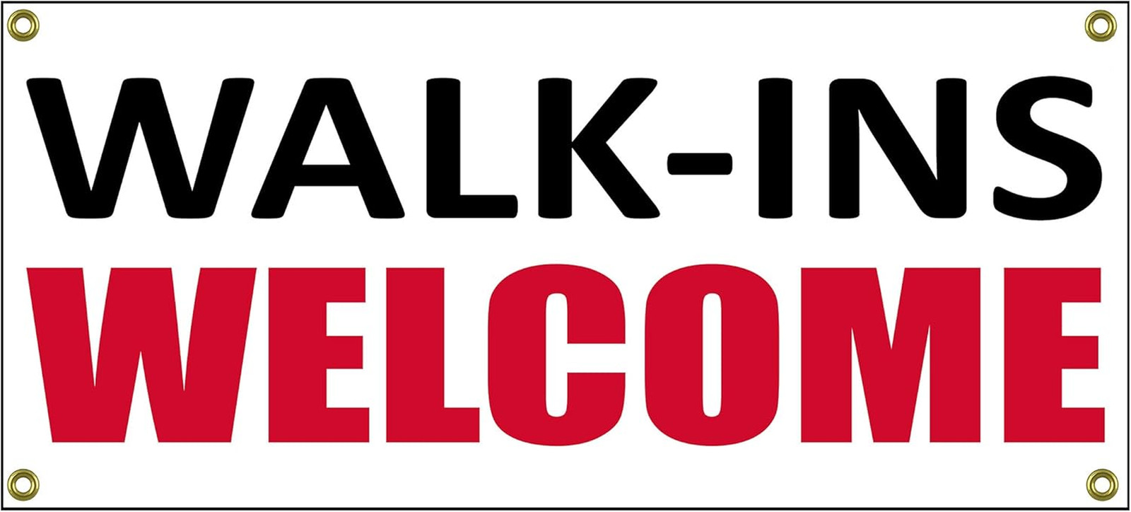 Walk Ins Welcome Banner Retail Store Shop Business Sign 36″ by 15″ Hair Nails Ba