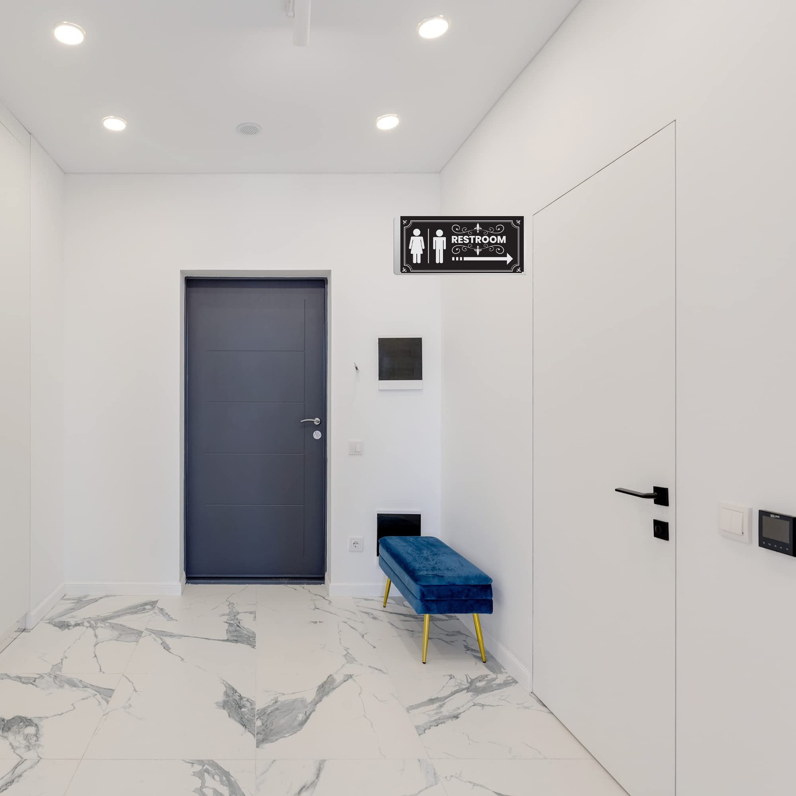 DOUBLE SIDED ALUMINUM RESTROOM SIGNS 2 PACK METAL BATHROOM SIGNS FOR OFFICE O…