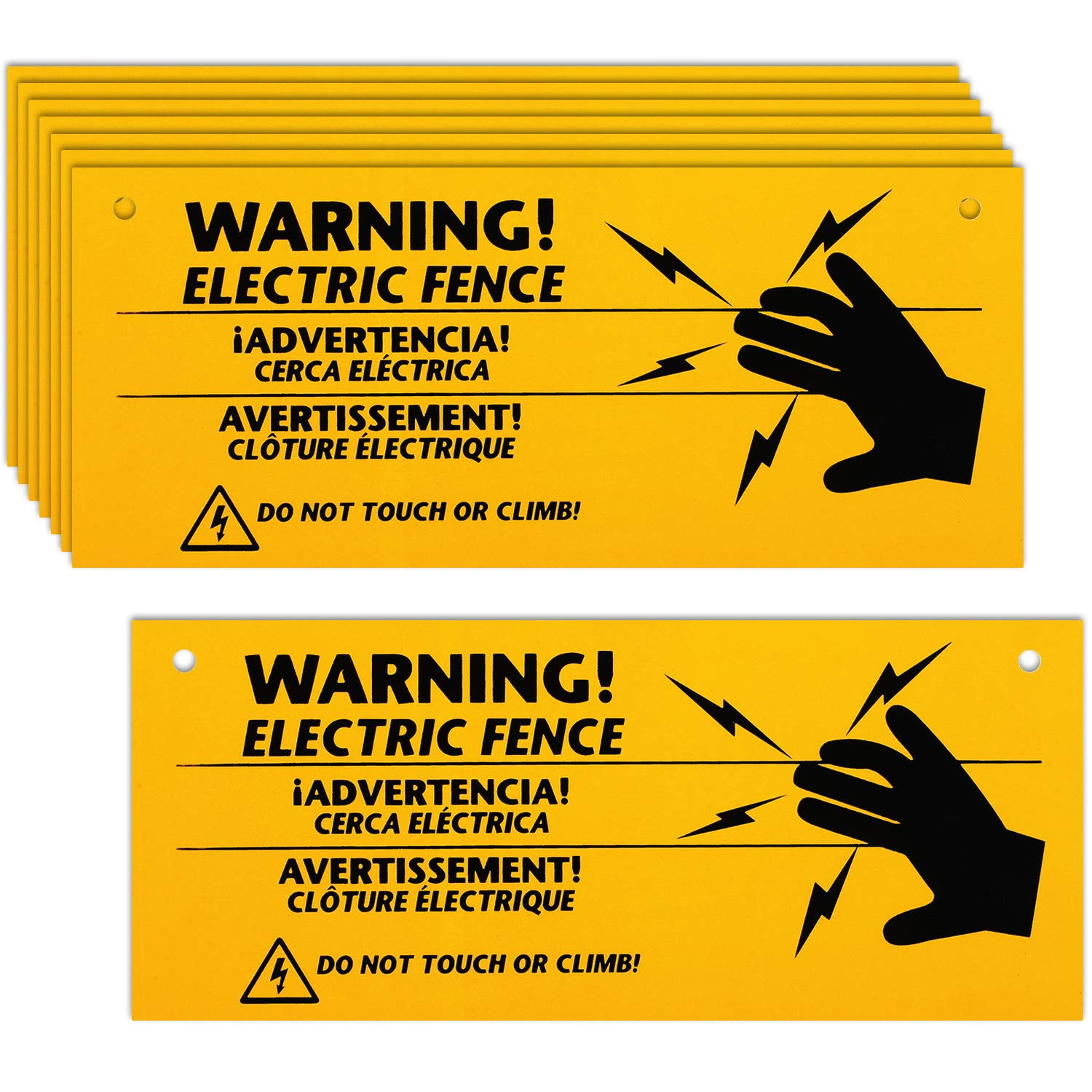 8 Pieces Electric Fence Warning Signs 10 X 4 Inch Plastic Danger Electric Fence
