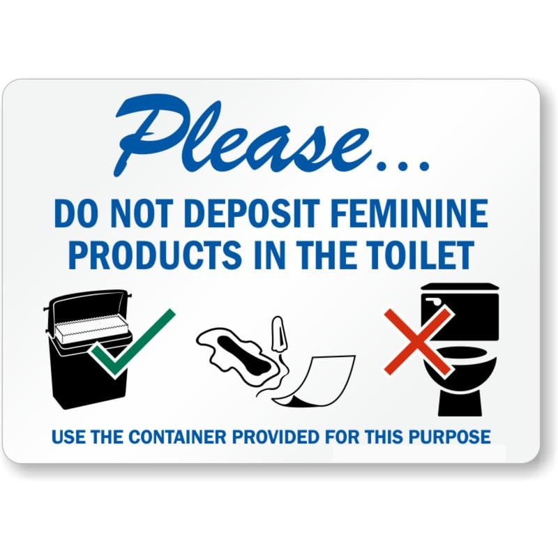 Feminine Products Use Container Aluminum Weatherproof Sign b01571