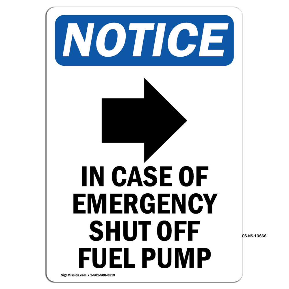 In Case Of Emergency With Symbol OSHA Notice Sign Metal Plastic Decal