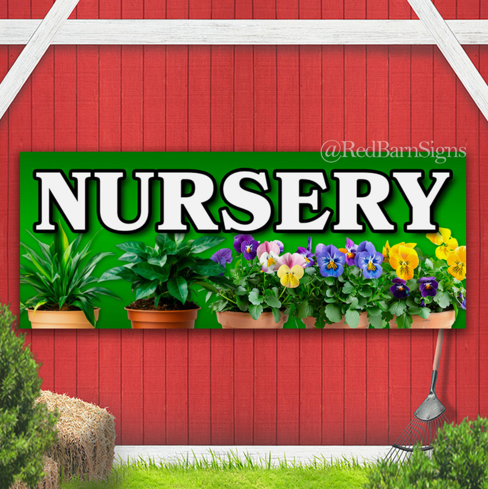 Nursery – Plants Flowers Vinyl Banner with Optional Sizes (Made in the USA)
