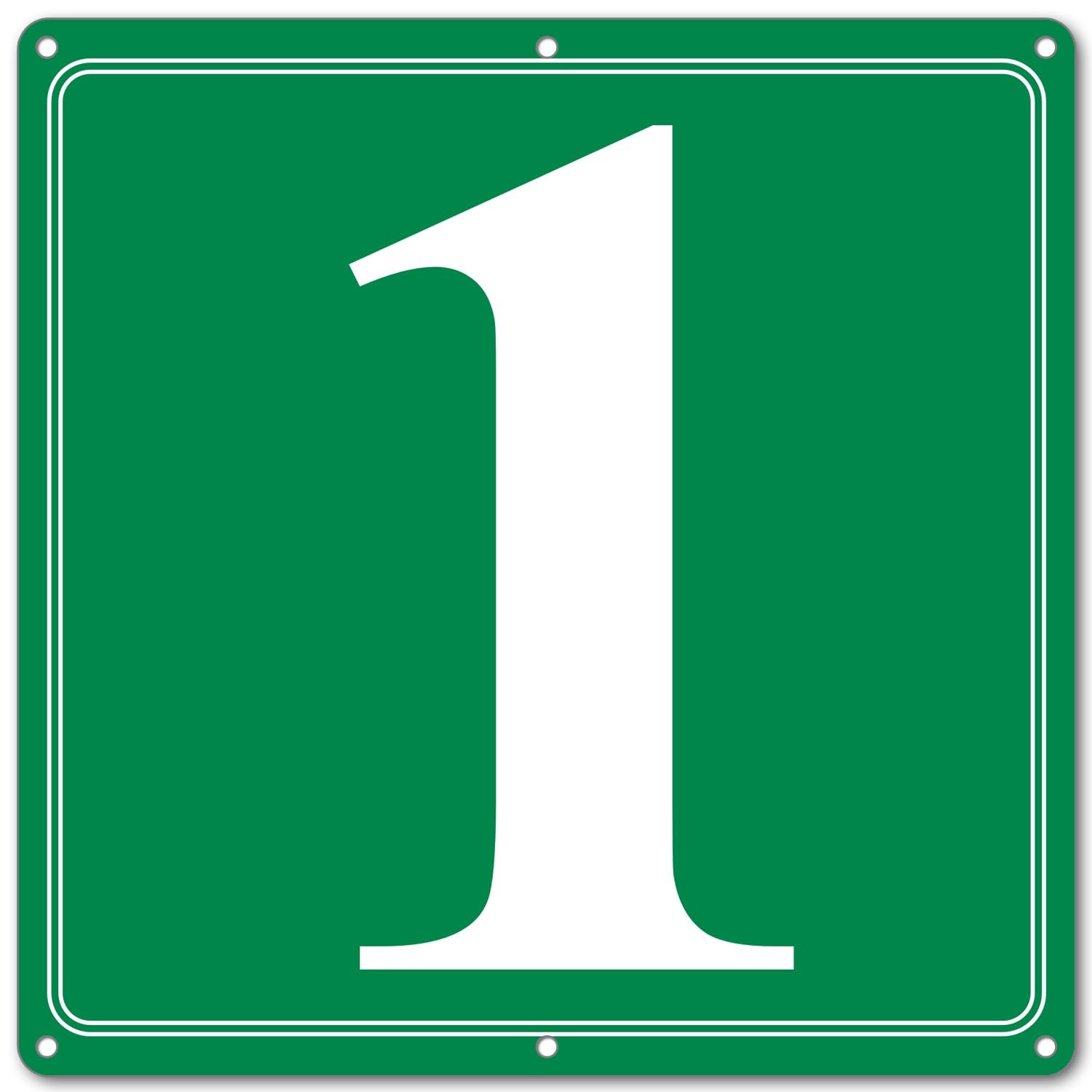 i-CowFun Premium Aluminum Number Signs 1, Metal 12″ X 12″ Green Numbered Sign…