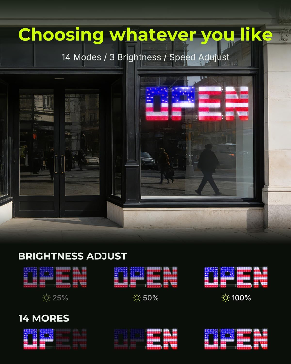 Large 50″ LED Open Sign with Remote & Bluetooth – Super Bright & Dimmable