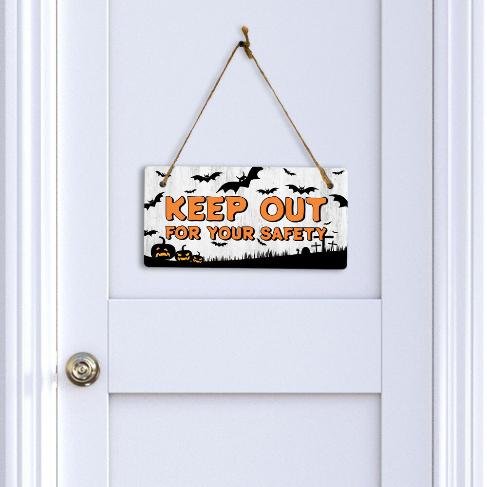 Keep Out For Your Safety 5×10 Hanging Plus Wall or Door Sign | Rustic Twined