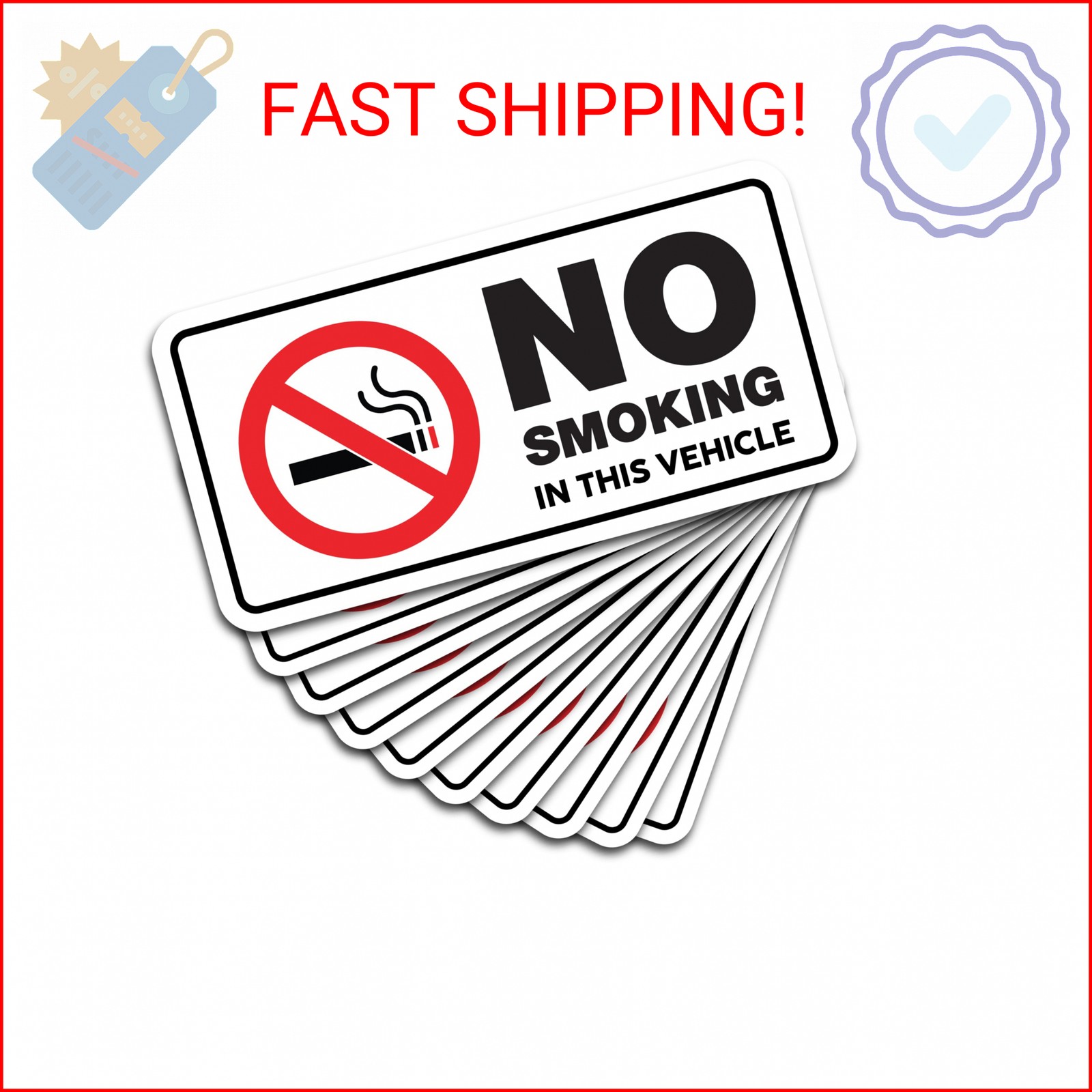 Sticky Expressions | No Smoking Stickers for Vehicles (10 Pack) – Durable, Water