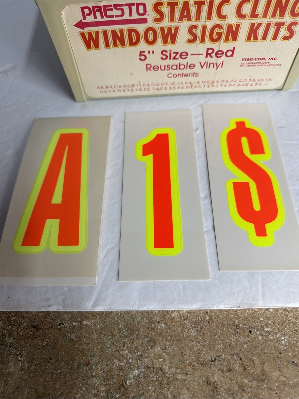 Presto Static Cling 5” Window Sign Kit Letters Numbers Symbols