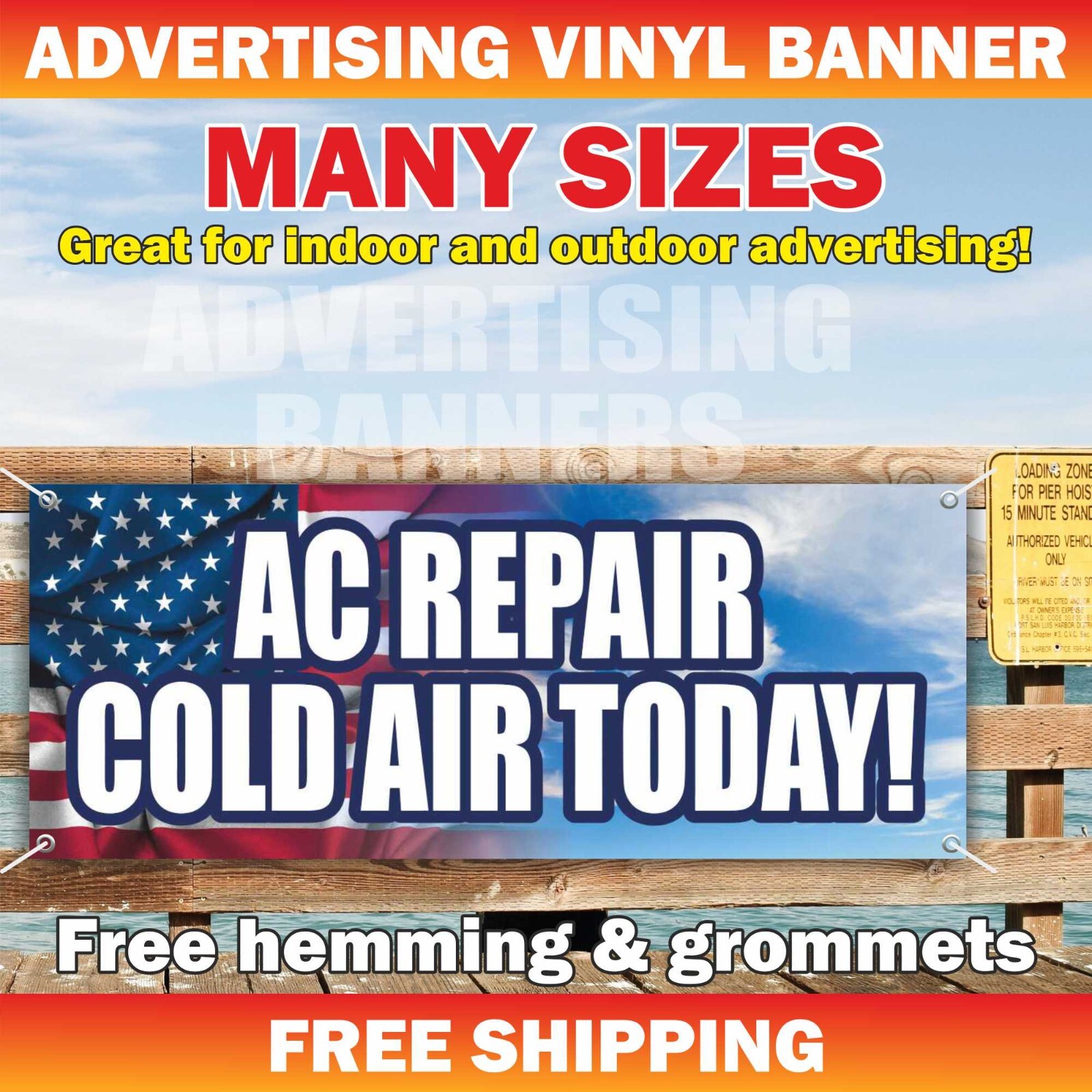 AC REPAIR COLD AIR TODAY Advertising Banner Vinyl Mesh Sign Service Mechanic