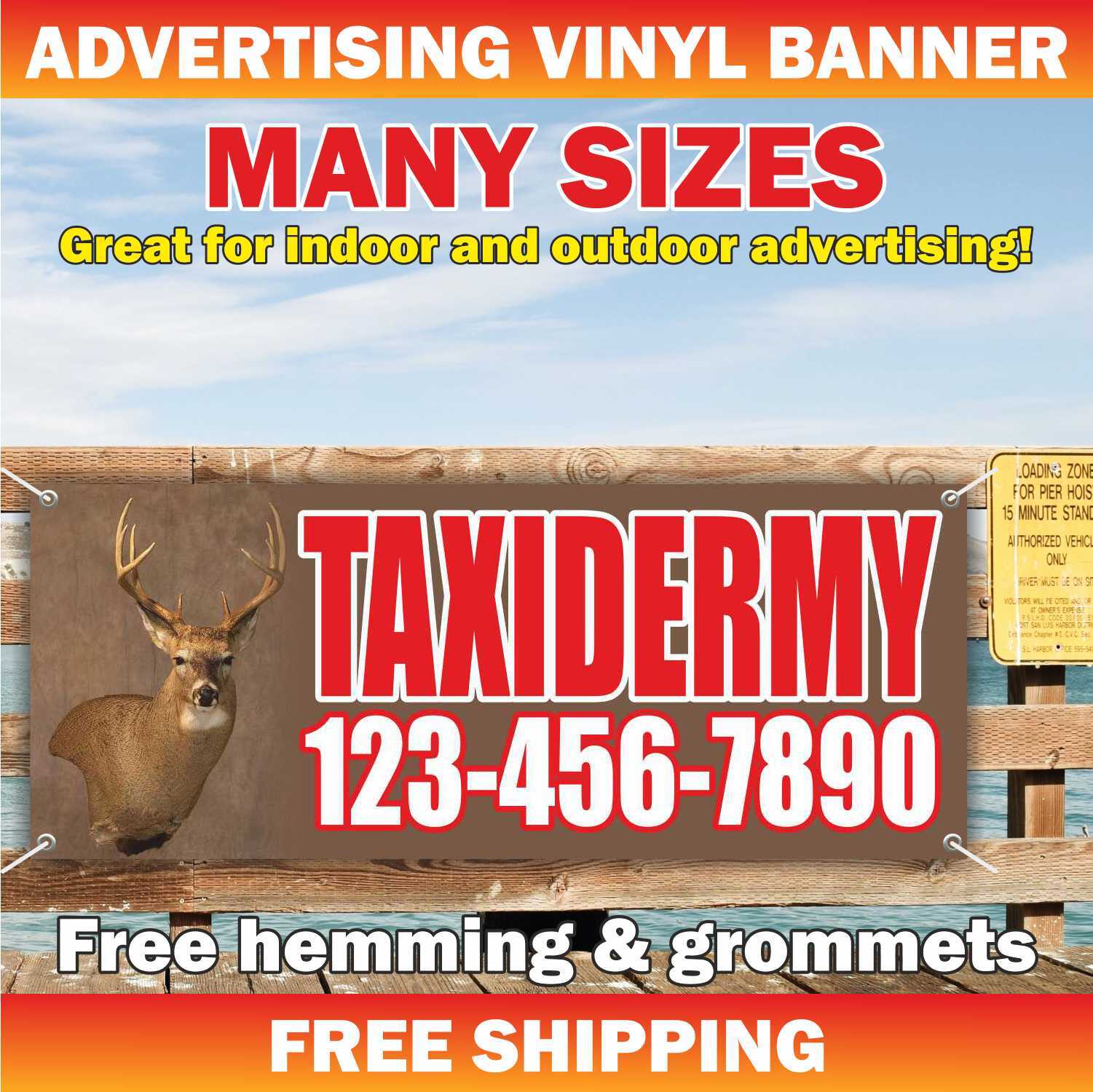 TAXIDERMY Advertising Banner Vinyl Mesh Sign stuffed animal decoration hunter