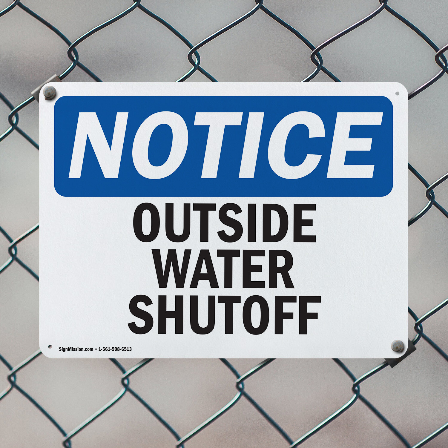 (2 Pack) Outside Water Shutoff OSHA Notice Sign Decal Metal Plastic