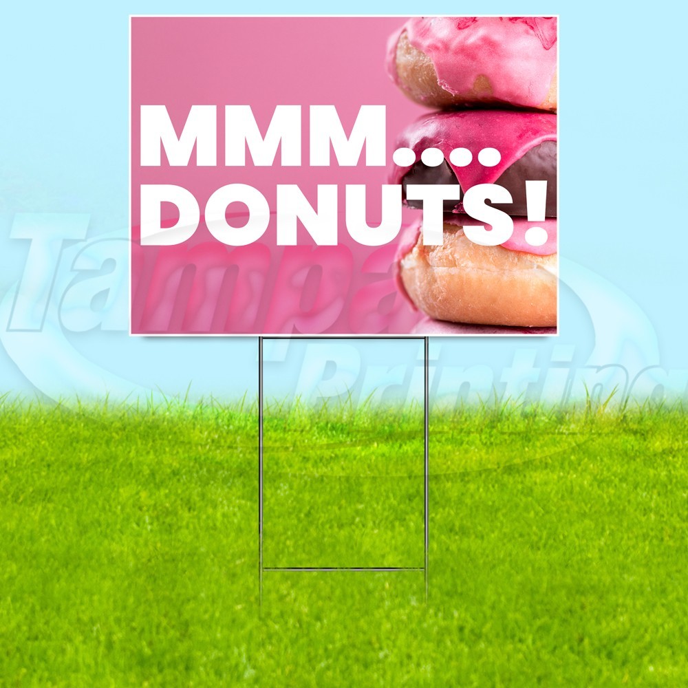 MMM DONUTS 18×24 Yard Sign Dessert Plastic Corrugated WITH STAKE USA YS07698