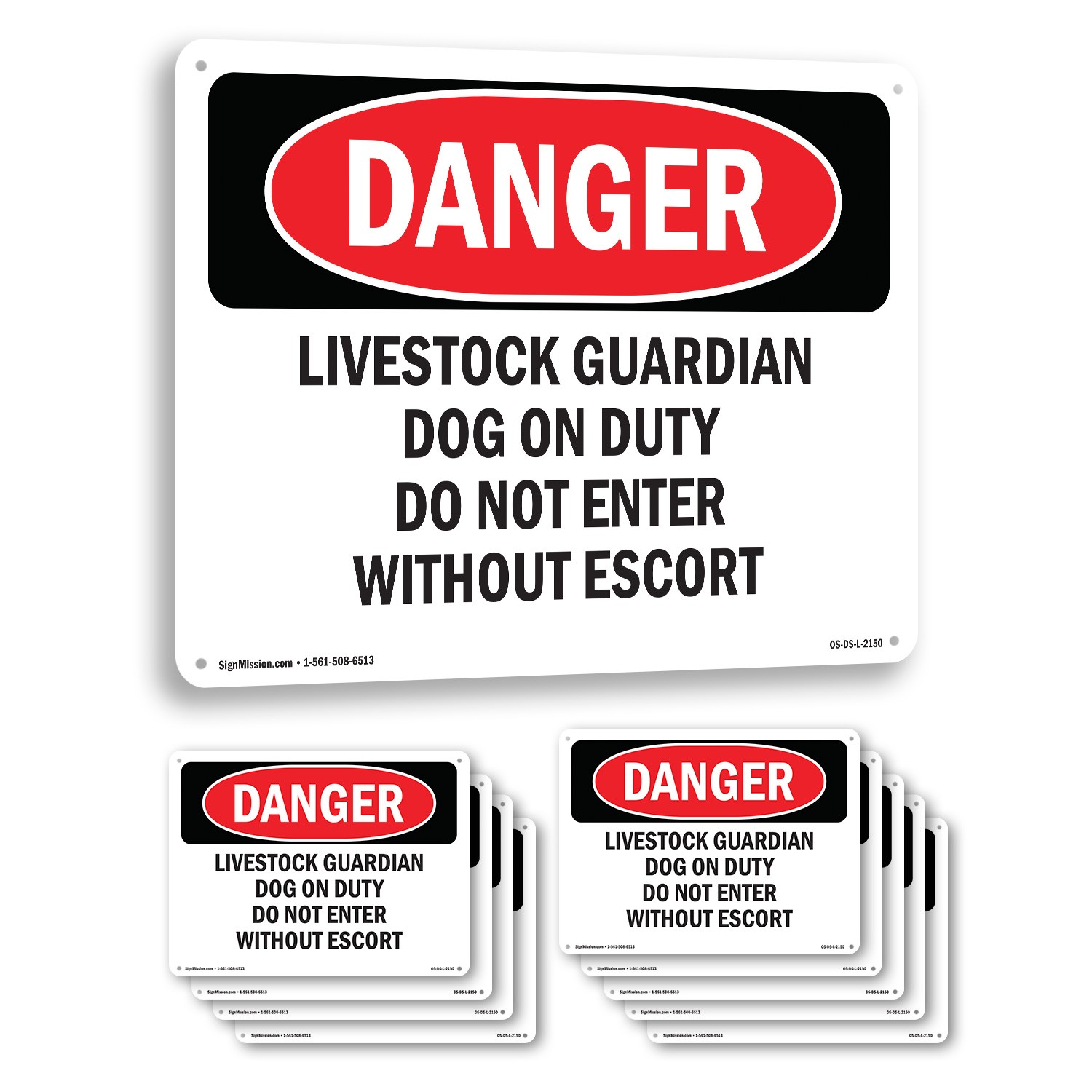 Livestock Guardian Dog On Duty Do Not Enter OSHA Danger Sign, Decal 5 or 10 Pack