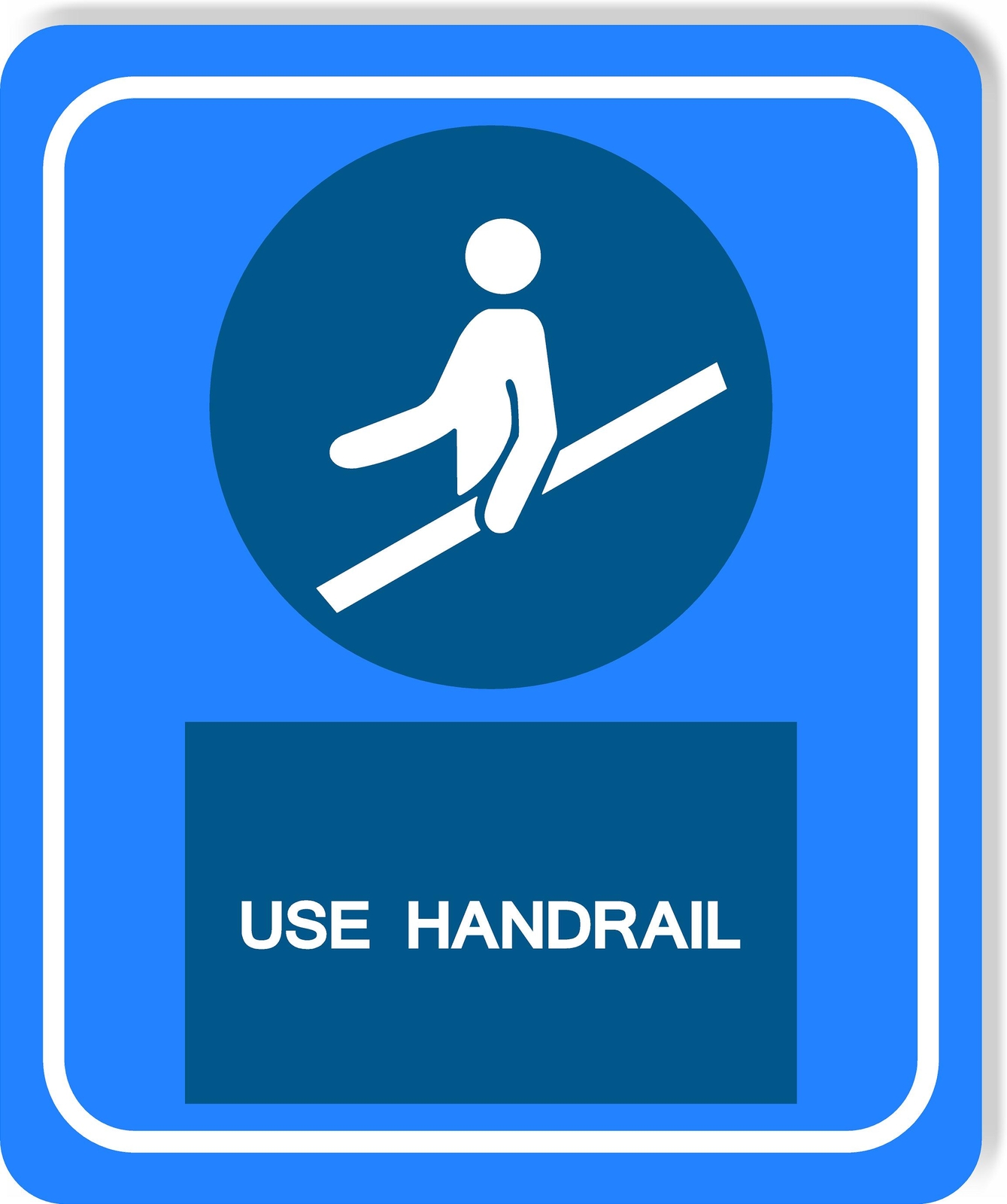 Use Handrail Safety PPE Instructional Directional BLUE Aluminum Composite Sign