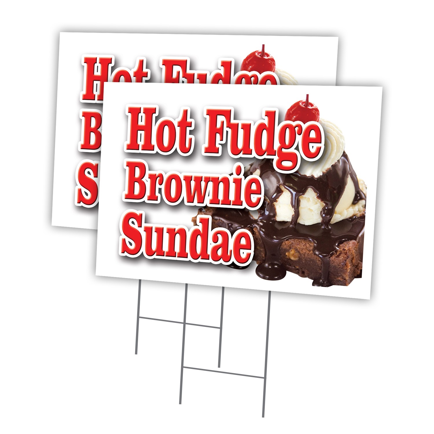 Hot Fudge Brownie Sunda Multi-Pack of Yard Signs & Stake plastic coroplast windo