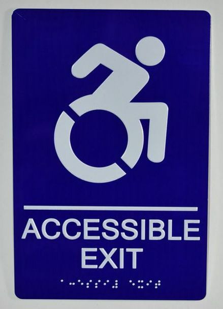 ACCESSIBLE EXIT Sign – Compliant Sign. 6″x9″ Sign -( Blue�.)-REF24-1027