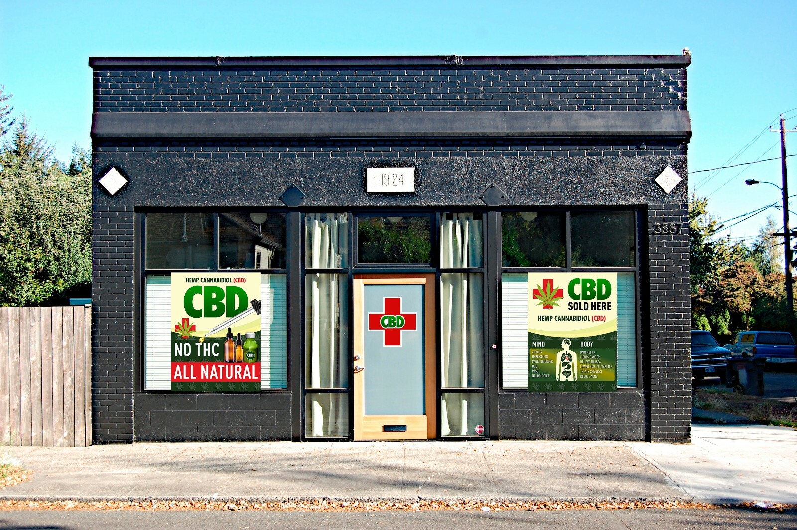 CBD sign window graphics decal wrap