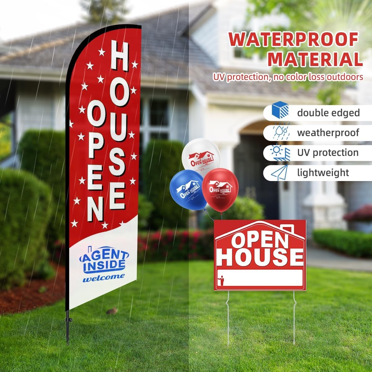 56 Piece Open House Signs for Real Estate Kit, 1 Open House Flag, 9 Double-Sided